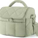 BAGSMART Insulated Lunch Bags for Women, Cute Quilted Lunch Box, Lightweight Puffy Padded Waterproof Lunch Tote, Reusable Lunch Cooler for Work Picnic Travel, Sage Green (Medium(normal))
