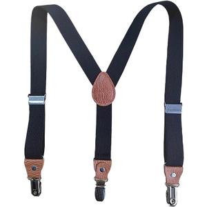 GSHLLO Boys Adjustable Suspenders Y Shape Strong Clips Suspenders Children Fashion Elastic Braces Kids Trousers Braces Black