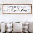Give It to God and Go to Sleep Sign 42''15'' Large Above Bed Wall Decor Farmhouse Bedroom Decor Wood Guest Room Decor Framed Wall Art Rustic Master Bedroom Wall Decoration