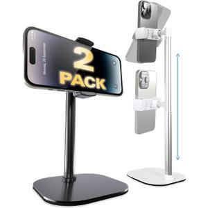 Cooper ChatStand, [Gift Family Pack], Adjustable Cell Phone Stand for Desk, Phone Stand for Recording, iPhone Holder, Small Tripod for iPhone,Fits Samsung, Android Smartphones, (White & Black, 2-Pack)