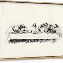 Framed The Last Supper Sketch Wall Art, Christian Religious Canvas Print Poster, Minimalist Bible Wall Decor for Living Room Bedroom, Framed Canvas Painting for Home Decoration