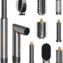 8 in 1 Hair Styler & Hair Dryer Brush Curler, High-Speed Negative Ionic Foldable Hair Dryer Fast Drying, Multi Professional Hot Air Styler for Curling Volumizing Straightening Styling(Grey)