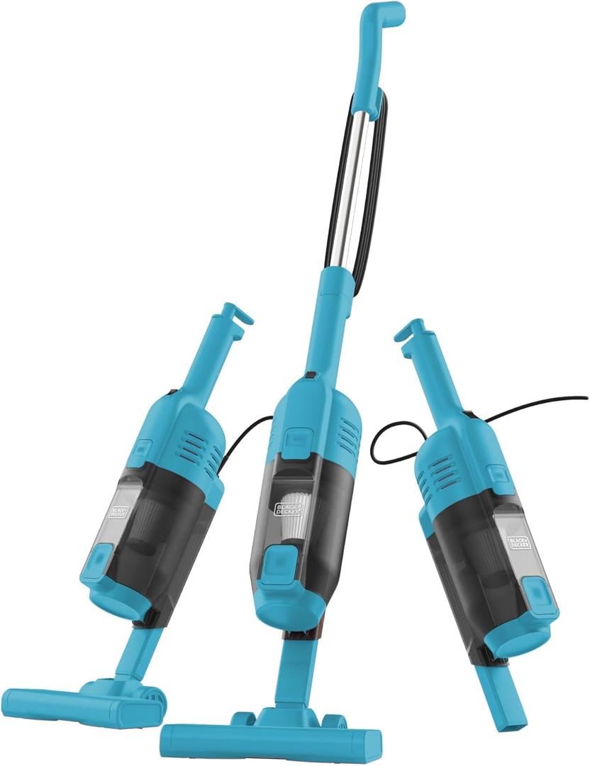 BLACK+DECKER Powerseries Lite Corded 3 in 1 Stick Vacuum, Upright to Hand-Vac Multi Surface, HEPA Filtration, Powerful 12k Pa, Ideal for Hard Floor, Low Carpet, Pet Hair Home & Office use, Blue