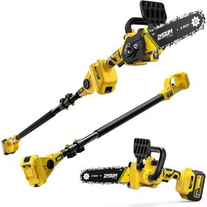 2-in-1 Brushless Pole Saw & Mini Chainsaw, IMOUMLIVE 8" Cutting Cordless Power Pole Saw, 15.2-Foot MAX, 21V 3.0Ah Li-ion Battery, 7.9 LB Lightweight, Multi-Angle Chainsaw for Wood Cutting