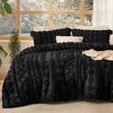 Bedsure Tufted Boho Comforter Set Oversized King - Black Boho Bed Set, GentleSoft 3 Pieces Farmhouse Shabby Chic Embroidery Bedding, Gifts for Woman, Soft Jacquard Comforter for All Seasons (20 - Black - Elegant)
