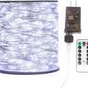 Fairy Lights Plug in,66FT 400 LEDs Waterproof Led String Lights,8 Modes Remote Twinkle Light for Bedroom Window Weddings Christmas Holiday Decoration,Silver Wire,2 Inch Led Space,Cool White