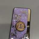 Bling Glitter Case for Galaxy A15, Cute 3D Floral Butterfly Luxury Sparkle Rhinestones with Kickstand Mirror Elegant Shockproof Protective Cover for Girls Women for Samsung A15 5G (Purple)