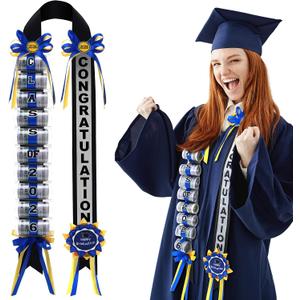 Lyrow Graduation Money Lei Class of 2026 Ribbon Lei Gift Graduation Cash Gifts Pull Ideas for High School College Party Supplies(Blue,Classic)