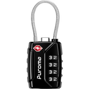 Puroma 1 Pack TSA Approved Luggage Locks, 4 Digit Combination Travel Locks Resettable Code Lock with Zinc Alloy Body for Suitcase, Toolbox, Backpack, Bag, Gym Locker (Black)