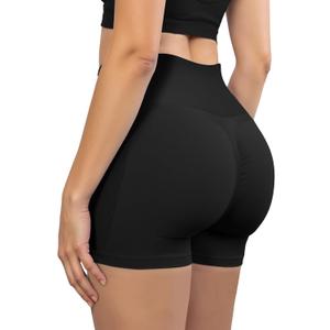Beauty Women's 3.6" Athletic Seamless Scrunch Booty Shorts High Waist Lifting Butt Workout Gym Yoga Athletic Shorts (Large, Black)