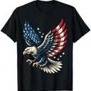 Bald Eagle Patriotic American Flag 4th Of July T-Shirt 2XLT