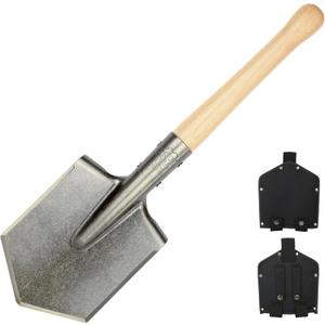 MASTIFF GEARS Battle Wolf Military-Grade Survival Shovel - Heavy Duty Carbon Steel w/Hardwood Handle | All-Weather for Camping, Hiking, Off-Road, Emergency | Digs Dirt/Sand/Snow/Mud (Battle Wolf)