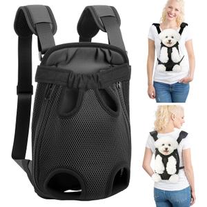 Mosago Dog Backpack Carrier, Legs-Out Chest Carrier for Small Dogs 47 lbs, Adjustable Pet Front Carrier with Thick Padded Bottom Support, Easy Fit for Walking, Hiking, Camping, and Traveling (Black-Pro)
