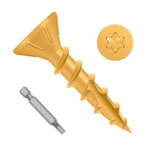 300-Piece #8 x 3/4 Inch T-25 Deck Screws - Epoxy Coated Outdoor Wood Screws for Fences and Decking, Rust Resistant with Drive Bit Included