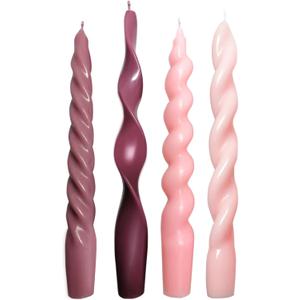 4 Pcs Pink Burgundy Taper Candles, 7.87 Inch Spiral Twisted Candle Sticks, Unscented Smokeless Pink Christmas Candlesticks for Valentines Day Wedding Bridal Shower Home Holiday Decor