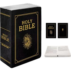 The Holy Bible Pillow Plush- Book Shape, Openable, Cozy Faith Bible Pillow Christian Bible Verse Pillow (Black)