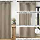 Taupe Pleated Linen Blackout Sliding Doors Curtains 4 Panels Set 84 Inches Long, Memory Trained Pinch Pleat Insulated Noise Reducing Rustic Curtain 84 Inch Length Dining Room Darkening Windows Drapes, 40"W x 84"L
