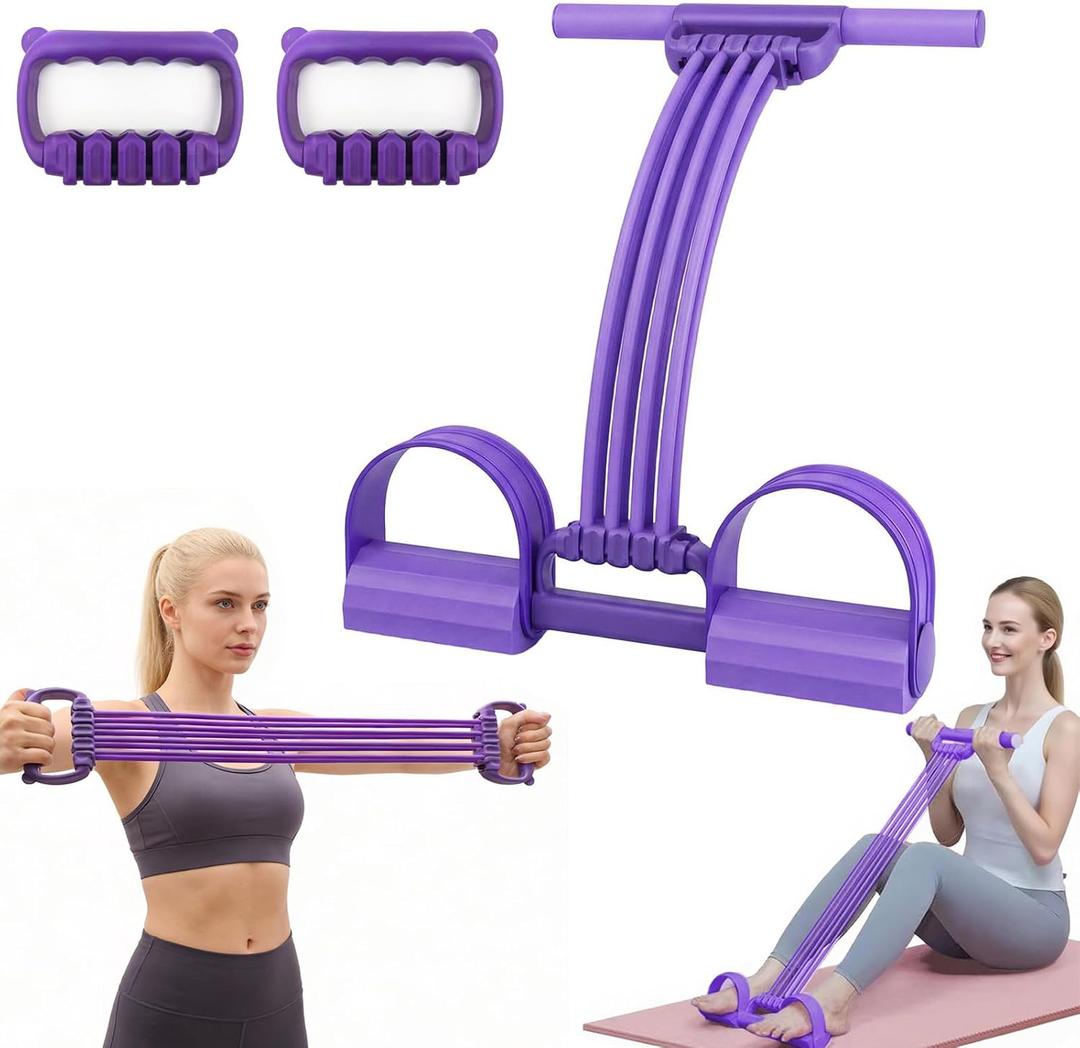 3 in 1 Adjustable Pedal Resistance Band, 8-Tube Multifunction Tension Rope, Natural Latex sit-up Trainer Resistance Band Suitable for Fat Loss and Full-Body Shaping Workout