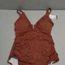 B2prity One Piece Swimsuit for Women Tummy Control Ruched Bathing Suit V Neck Push Up Swim Suit MEDIUM