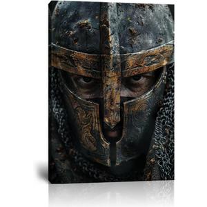 Templar Wall Decor Knight Wall Art Medieval Crusaders Pictures Canvas Prints Artwork for Men Boy Living Room Bedroom Office Game Room Home Decorations Warrior Paintings Framed (28"L x 44"W)