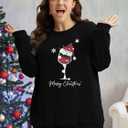 BLANCHES Plus Size Christmas Sweatshirts for Women Funny Xmas Sweater Pullover Cute Holiday Merry Christmas Graphic Tops (XXXL)