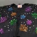 Tipsy Elves Classic Cute Cardigan Ugly Christmas Sweaters for Women with Fun Patterns and Animals XL, Sequin Snowfall (Black)