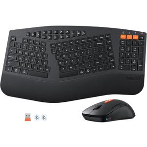 MEETION Ergonomic Keyboard and Mouse, Multi-Device Bluetooth Keyboard and Mouse Wireless, 4 DPI Adjustable Mouse, Full-Sized Split Keyboard, for PC/Computer/Laptop/Tablet/Window/Mac