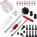 Valve Stem & Core Removal Replacement Tool Kit,Tire Valve Stem Installation Tool without Tire Removal, 2-in-1 Valve Stem Caps & Core Wrench,With 5 TR413/5 TR414, for Cars Motorcycles Lawn Mowers ATVs