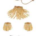 Nicky Bigs Novelties Brown Burlap Scarecrow Hat & Straw Kit Adjustable Fit Durable Thick Raffia Straw Halloween Costume 11 Piece Accessory Set for Adults Cosplay & Fall Decorations