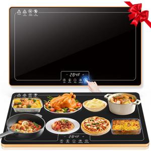 Electric Warming Tray with 11 Temperature Adiustable, 32"x19" Extra Large Food Warmer for Parties Buffet, Gatherings, Commercial & Home Use, Food Warming Mat 10s Fast Full Surface Heating, 24h Timer (32*19)