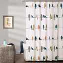 Lush Decor Rowley Birds Shower Curtain, 72 W x 72 L, Multi - Colorful Floral Bird Pattern - Whimsical & Playful Bird Shower Curtain - Farmhouse, Coastal, & Boho Bathroom Decor