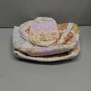 3Pcs Cotton Quilted Makeup Bag for Women Girls, Large Floral Cosmetic Bag Set Cute Makeup Brushes Aesthetic Accessories Storage Bag Travel Toiletry Bag Organizer for Women