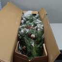  5 FT Artificial Christmas Tree Hinged w/ 200 Warm LED Lights & 126 Red Berries