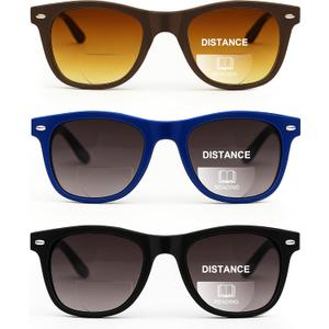 3 Pack Bifocal Reading Sunglasses for Men/Women – Gradient Tinted Sun Readers with UV400 Protection, Spring Hinge Comfort, Stylish for Outdoor, Travel Daily Wear +2.00