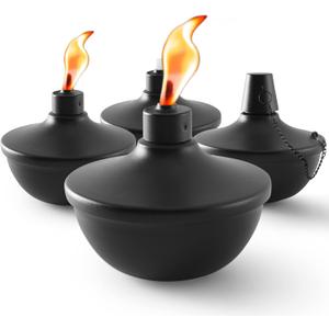 SNOGSWOG 4 Pack Metal Table Top Torches, 22oz Citronella Torches for Outside, Refillable Flame Light Torch, Decorative Tabletop Lantern