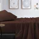 True Luxury 1000-Thread-Count 100% Egyptian Cotton Bed Sheets, 4-Pc Queen Dark Brown Sheet Set, Single Ply Long-Staple Yarns, Sateen Weave, Fits Mattress Upto 18'' Deep Pocket