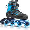 NYCTUS Inline Skates for Kids and Adults, Adjustable Inline Skates for Girls and Boys, Roller Skates for Women and Men with Full Light up Wheels (Small-Little Kid, blue)
