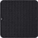 Silicone Dish Drying Mat, Non-Slip Easy Clean Sink Mat Large Heat-resistant Dish Drainer Mat for Kitchen Counter, Sink, Refrigerator or Drawer liner (12" x 12", Black)