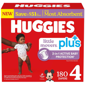 Huggies Plus Diapers, Size 4, 180 Count