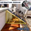 Adjustable Wooden Dog Ramp for Small & Medium Dogs, 39.4" Long x 15.8" Wide Portable Pet Ramp for Bed, Couch, Sofa & Car, Anti-Slip Carpet, Lightweight Foldable Indoor Outdoor Travel Dog Ramp