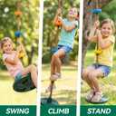 HeyZoo Tree Swing for Kids 330LB Capacity, Climbing Rope with Platforms and Disc Swing Seat Set Outdoor Backyard Playground Accessories with Carabiners and Thickened Strap, Green