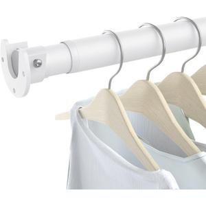 Closet Rods for Hanging Clothes, 17 to 28 Inch Heavy Duty Stepless Adjustable Closet Hanging Rod, 1.3 Inch Diameter Metal Closet Rod for Wardrobes Laundry Bedroom RV, White