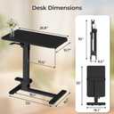 Foldable Mobile Standing Desk, 27 Inch Small Rolling Laptop Cart Height Adjustment, 90 Tiltable Sofaside Table, No Assembly Needed Portable Computer Workstation, Black