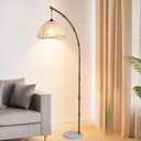 Bamboo Floor lamp Mid Century Rattan Retro Floor Light Bohemian Style LED Tall lamp for Living Room Bedroom Vintage Rattan lamp Decoration Office Standing Floor lamp