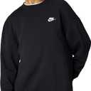 Nike Women's Sportswear Club Fleece Loose Crew-Neck Sweatshirt (Medium, Black/White)