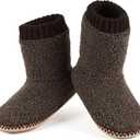 Men's Warm Up House Boots, Thick Fuzzy Sherpa Fleece Winter Moccasin Socks Non-slip Soles, Cozy Soft Comfy Indoor Shoes Rubber Grippers (14-15)