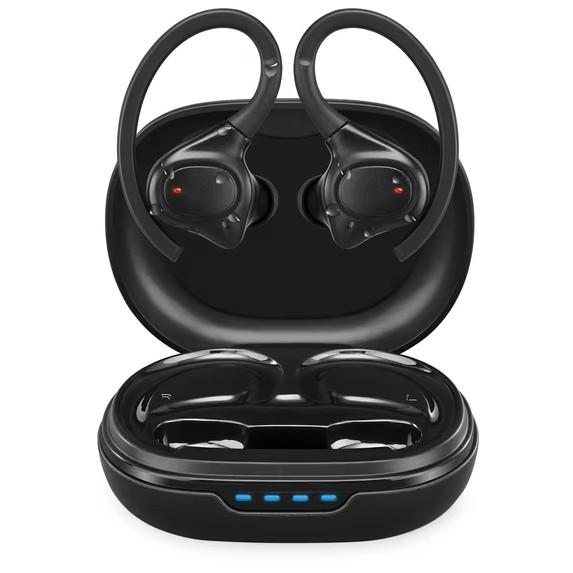 iLive Wireless On Ear Earbuds with Charging Case, Black