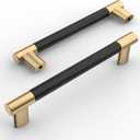Amerdeco 10 Pack Matte Black and Gold Knurled Cabinet Pulls 5 Inch Hole Center Kitchen Cabinet Handles for Drawer Cupboard and Wardrobe ZH0038