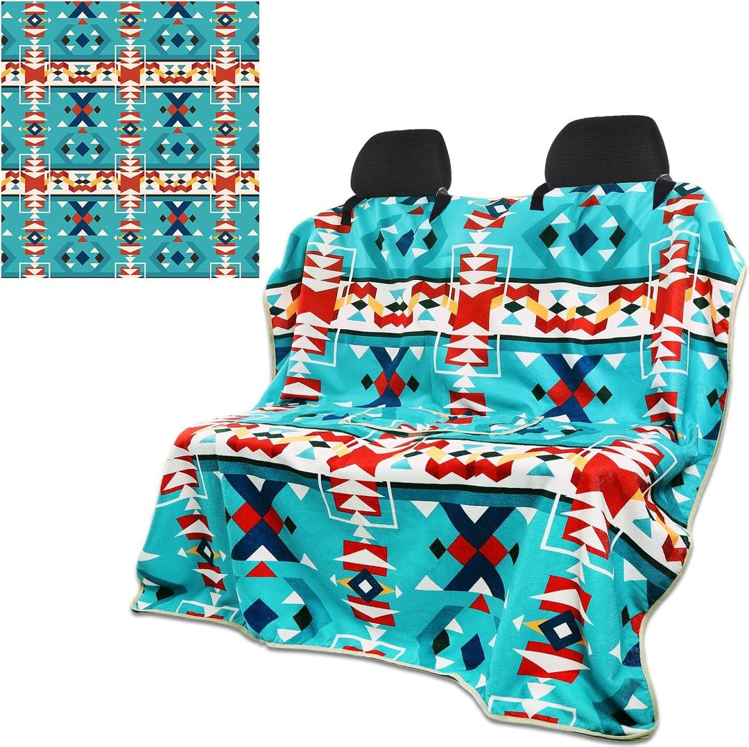 Lonfliness Car Seat Cover Towel Non Slip Back Seat Car Seat Towel Athletic Running Towel Washable Seat Cover for Gym Workout Sweat Outdoor Sport Beach Hiking Yoga (Navajo Tribal)