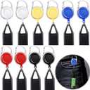 10 Pieces Retractable Lighter Holder Keychain With Clip - Assorted Colors: Black, White, Red, Blue, Yellow - Classic Cover, Single Clip for Convenience